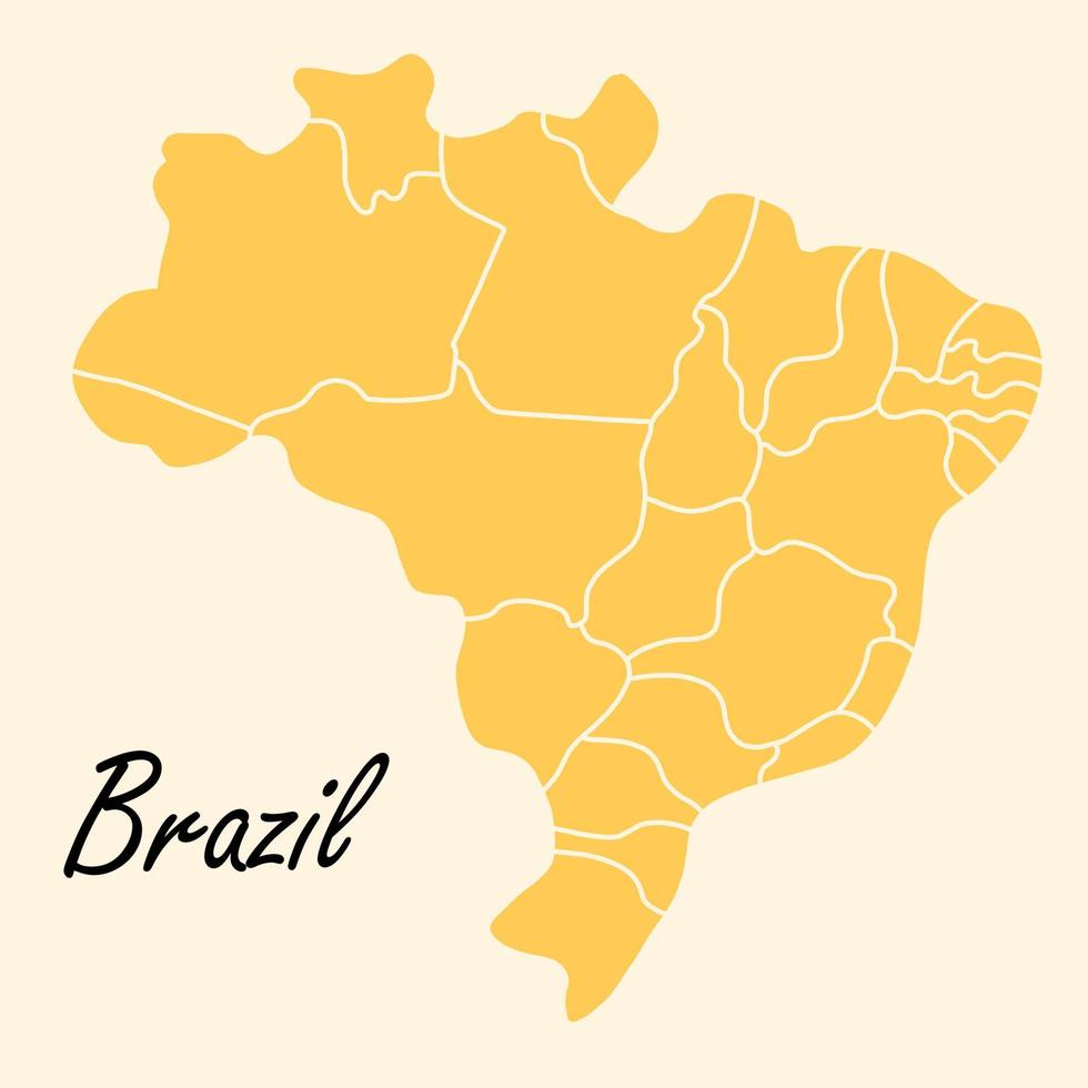 Doodle dibujo a mano alzada del mapa de Brasil. vector