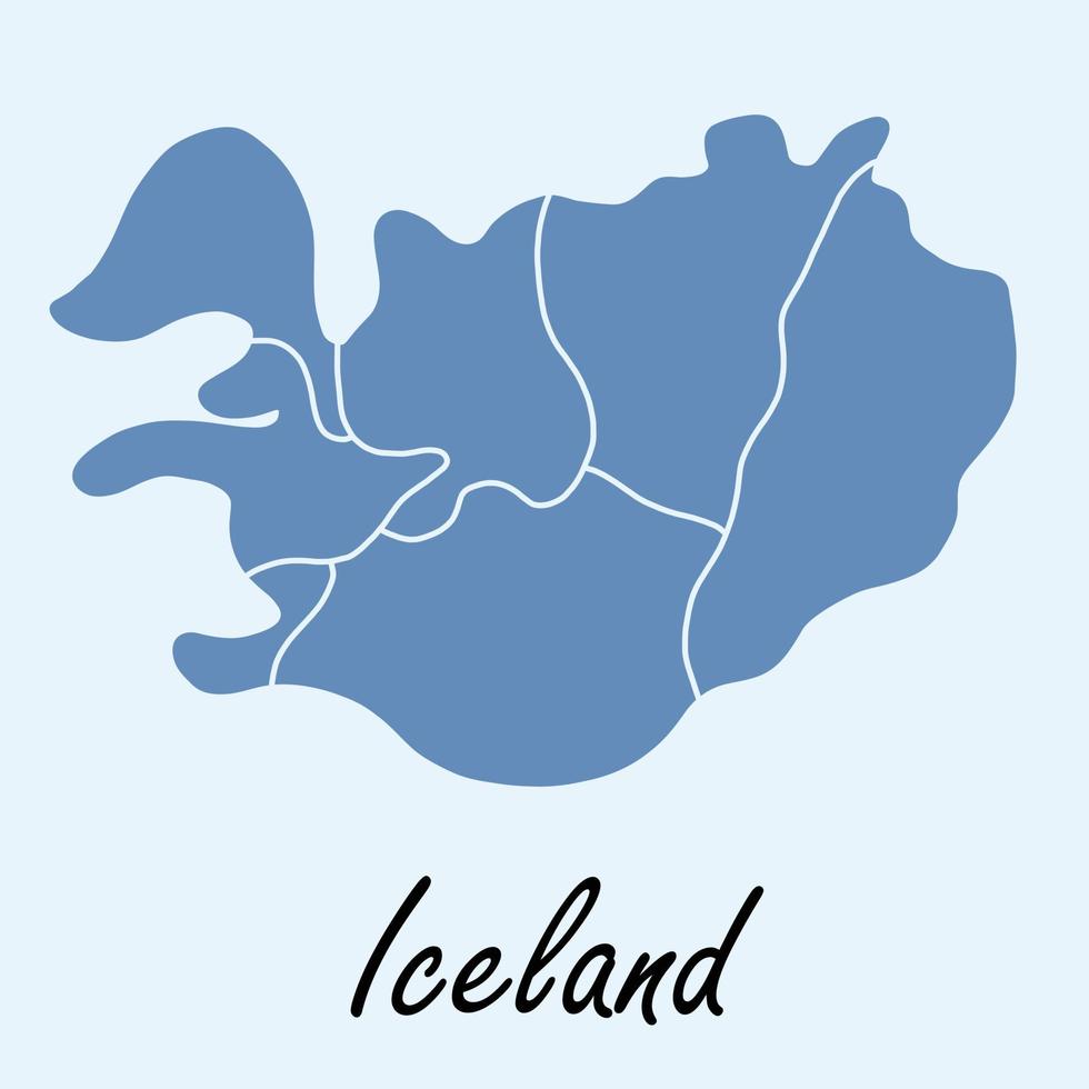 Doodle dibujo a mano alzada del mapa de islandia. vector