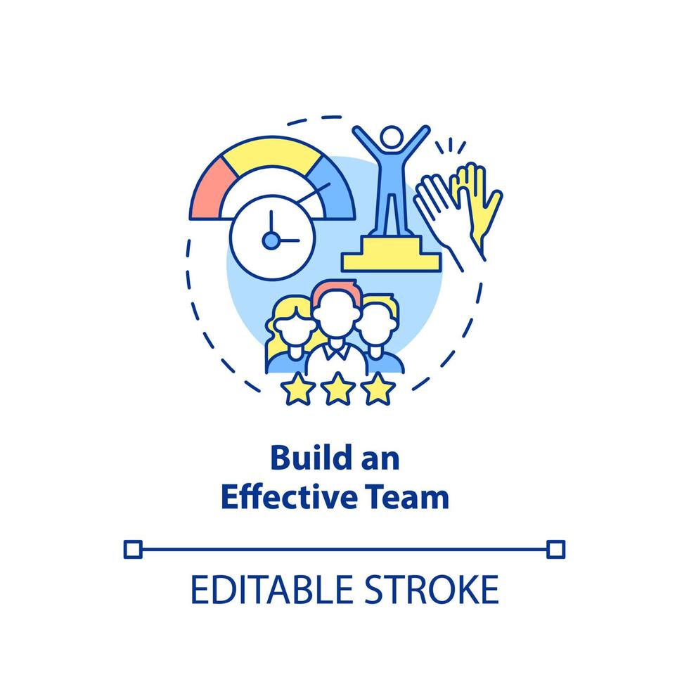 Build effective team concept icon. Way to increase business efficiency abstract idea thin line illustration. Isolated outline drawing. Editable stroke. vector