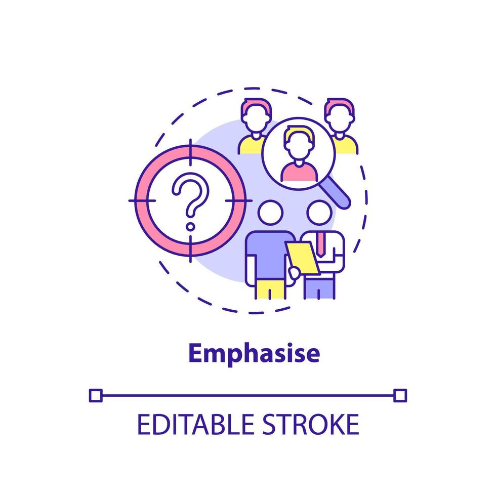 Emphasise concept icon. Problem understanding. Design thinking process abstract idea thin line illustration. Isolated outline drawing. Editable stroke. vector