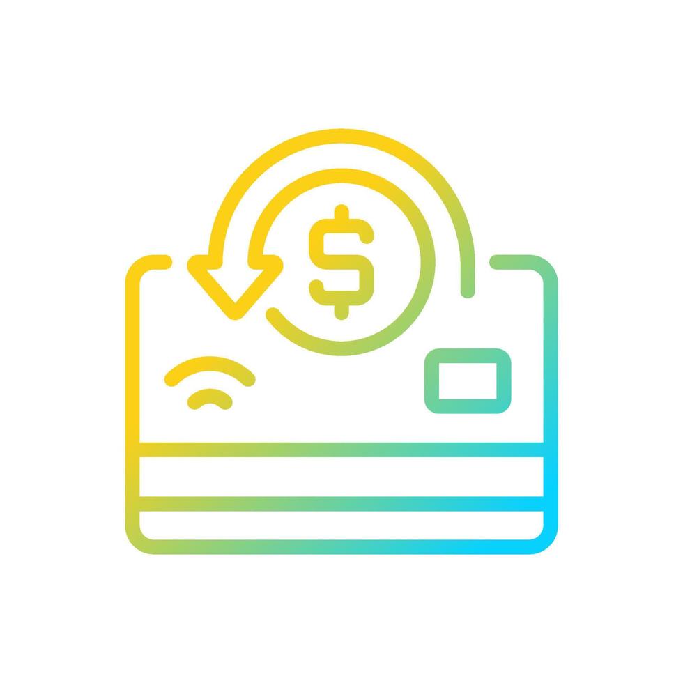 Cashback gradient linear vector icon. Receiving percentage of purchases back. Refunds and chargebacks. Rewards program. Thin line color symbol. Modern style pictogram.