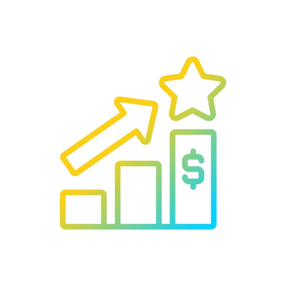 Sales bonus gradient linear vector icon. Compensation plan. Monetary incentive. Forecast financials. Marketing strategy. Thin line color symbol. Modern style pictogram.