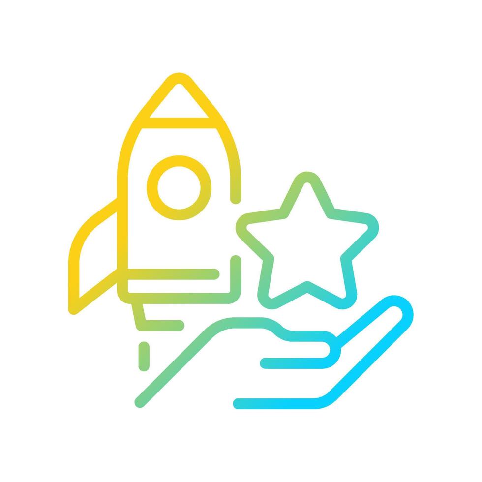 Launch bonus gradient linear vector icon. Pay-for-performance program. Recognize employee achievements. Incentive bonus. Thin line color symbol. Modern style pictogram.