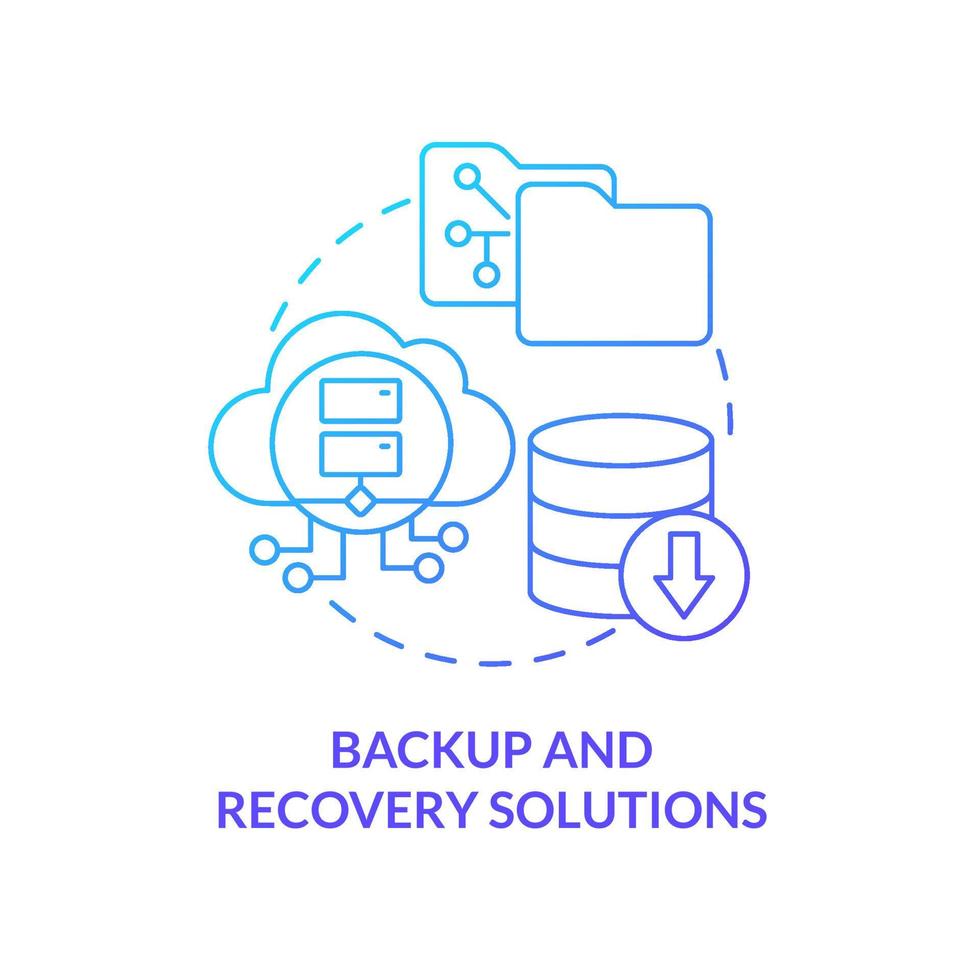 Backup and recovery solutions blue gradient concept icon. Software features. Tool for online workplace abstract idea thin line illustration. Isolated outline drawing. vector