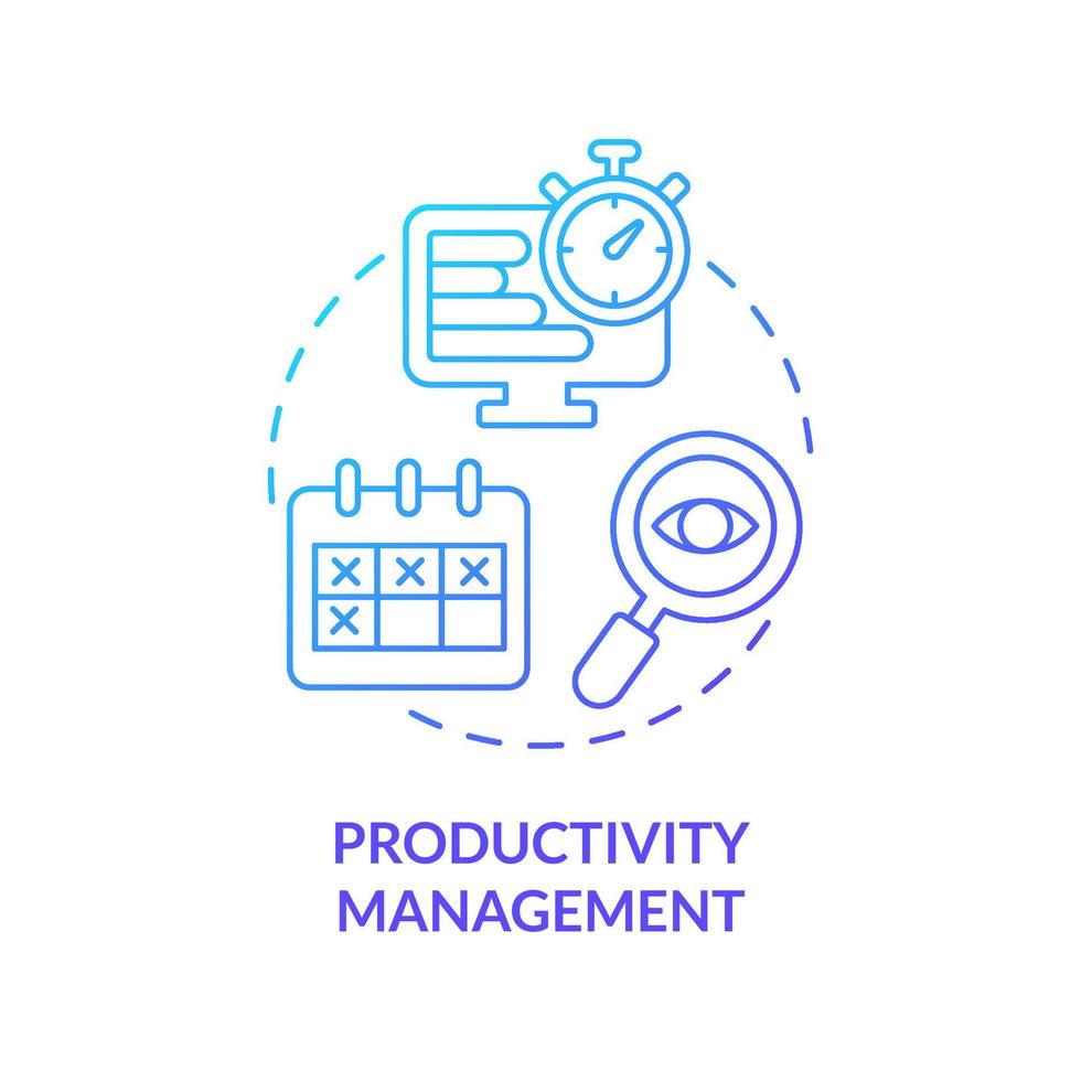 Productivity management blue gradient concept icon. Workflow control. Tool for online workplace abstract idea thin line illustration. Isolated outline drawing. vector