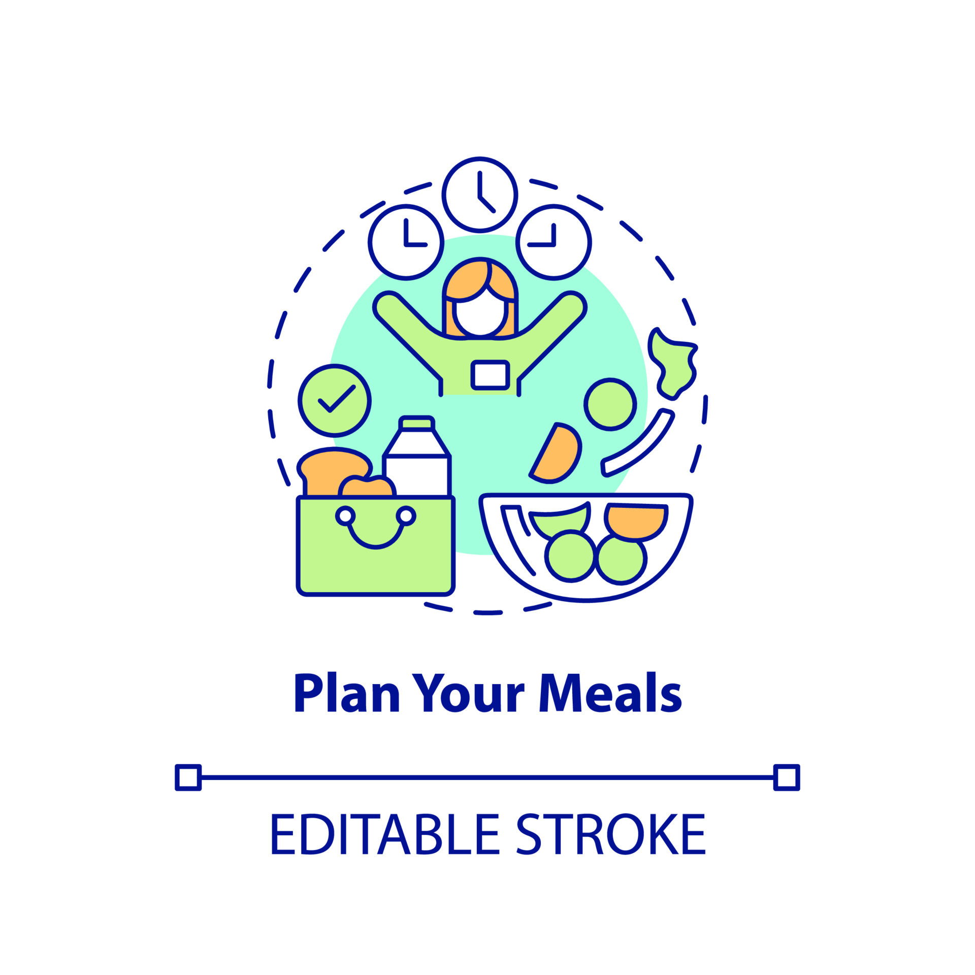 Plan your meals concept icon. Healthy food. Maintaining weight after
