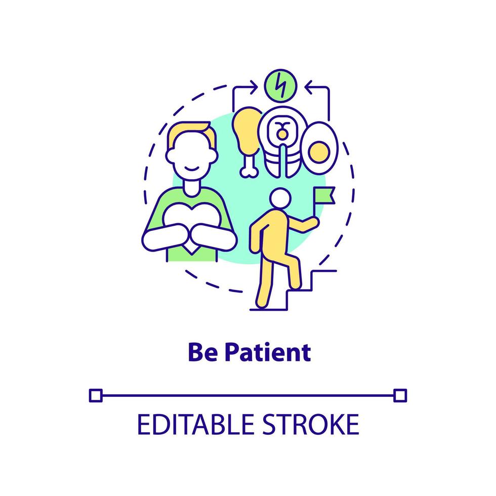 Be patient concept icon. Set healthy habits. Approaches to healthy diet abstract idea thin line illustration. Isolated outline drawing. Editable stroke. vector