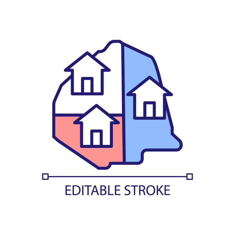 Land tenure RGB color icon. Dividing property. Partitioning real estate