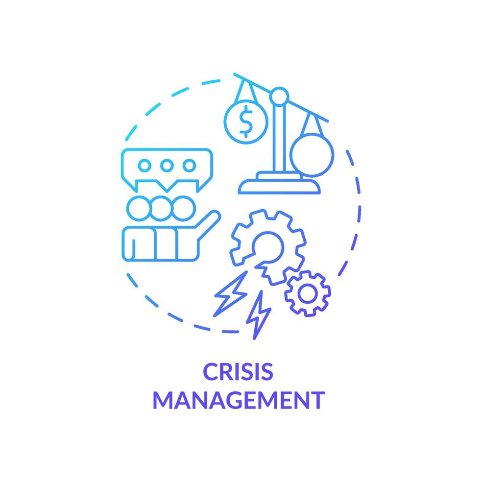 icono de concepto de gradiente azul de gestión de crisis. Plan de comunicación. servicio de relaciones públicas para negocios idea abstracta ilustración de línea delgada. dibujo de contorno aislado. vector