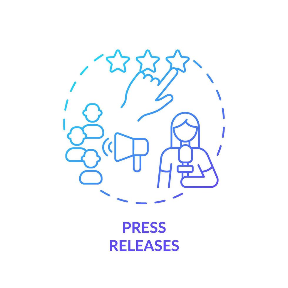 Press releases blue gradient concept icon. Announcement of products. PR service for business abstract idea thin line illustration. Isolated outline drawing. vector