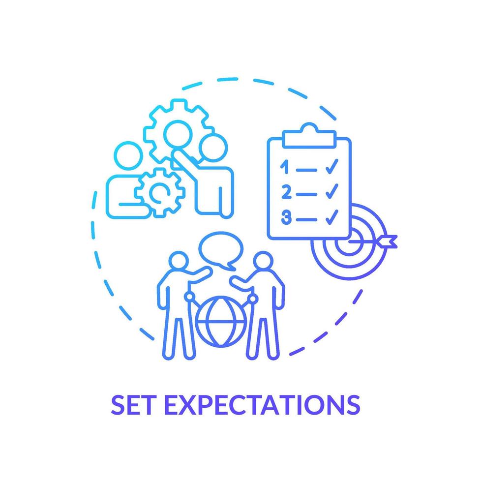 Set expectations blue gradient concept icon. Providing clear communication line. Hiring PR firm tips abstract idea thin line illustration. Isolated outline drawing. vector