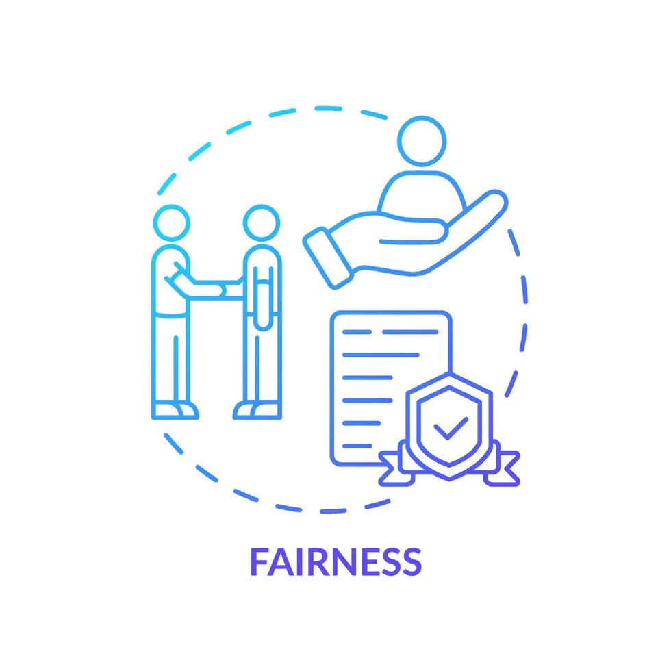 Fairness blue gradient concept icon. Trustful business organization work. PR code of ethics abstract idea thin line illustration. Isolated outline drawing. vector