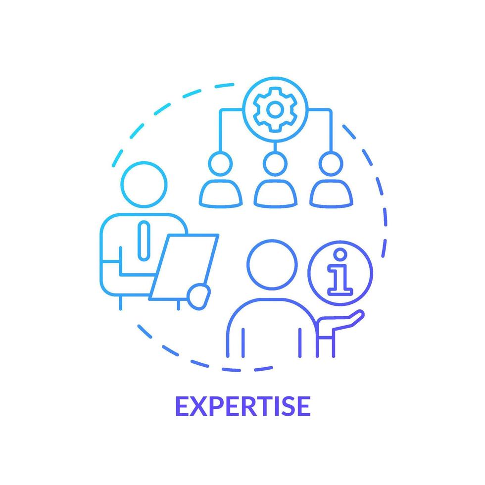 Expertise blue gradient concept icon. Analysing business current processes. PR code of ethics abstract idea thin line illustration. Isolated outline drawing. vector