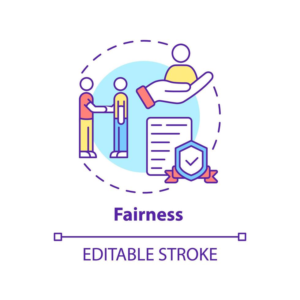 Fairness concept icon. Trustful business organization. PR code of ethics abstract idea thin line illustration. Isolated outline drawing. Editable stroke. vector