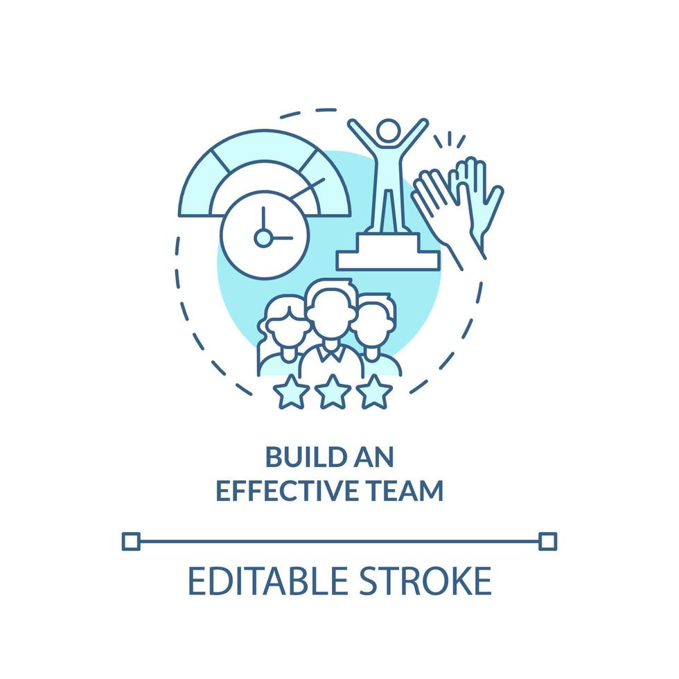 Build effective team turquoise concept icon. Way to increase business efficiency abstract idea thin line illustration. Isolated outline drawing. Editable stroke. vector