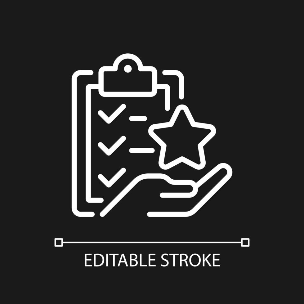 Task bonus pixel perfect white linear icon for dark theme. Awards points. Incentive wage payment. Thin line illustration. Isolated symbol for night mode. Editable stroke. vector