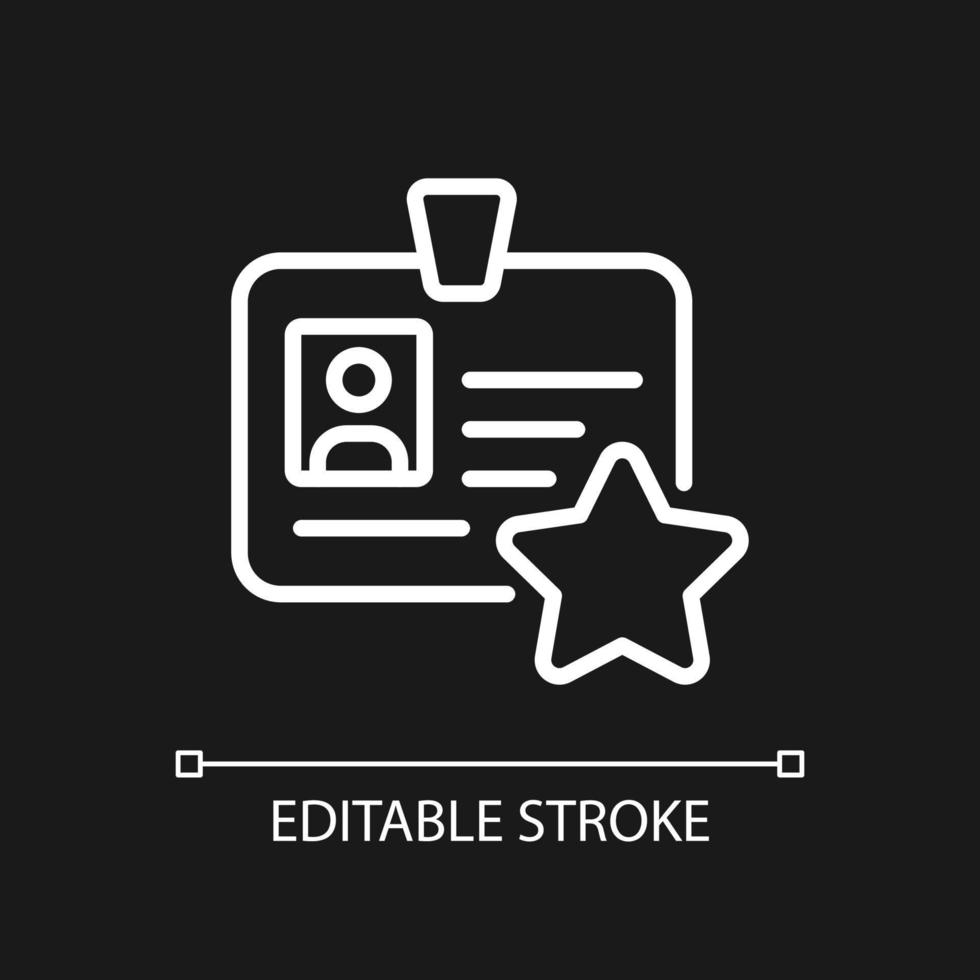 Personal bonus pixel perfect white linear icon for dark theme. Honoring individual contribution. Thin line illustration. Isolated symbol for night mode. Editable stroke. vector