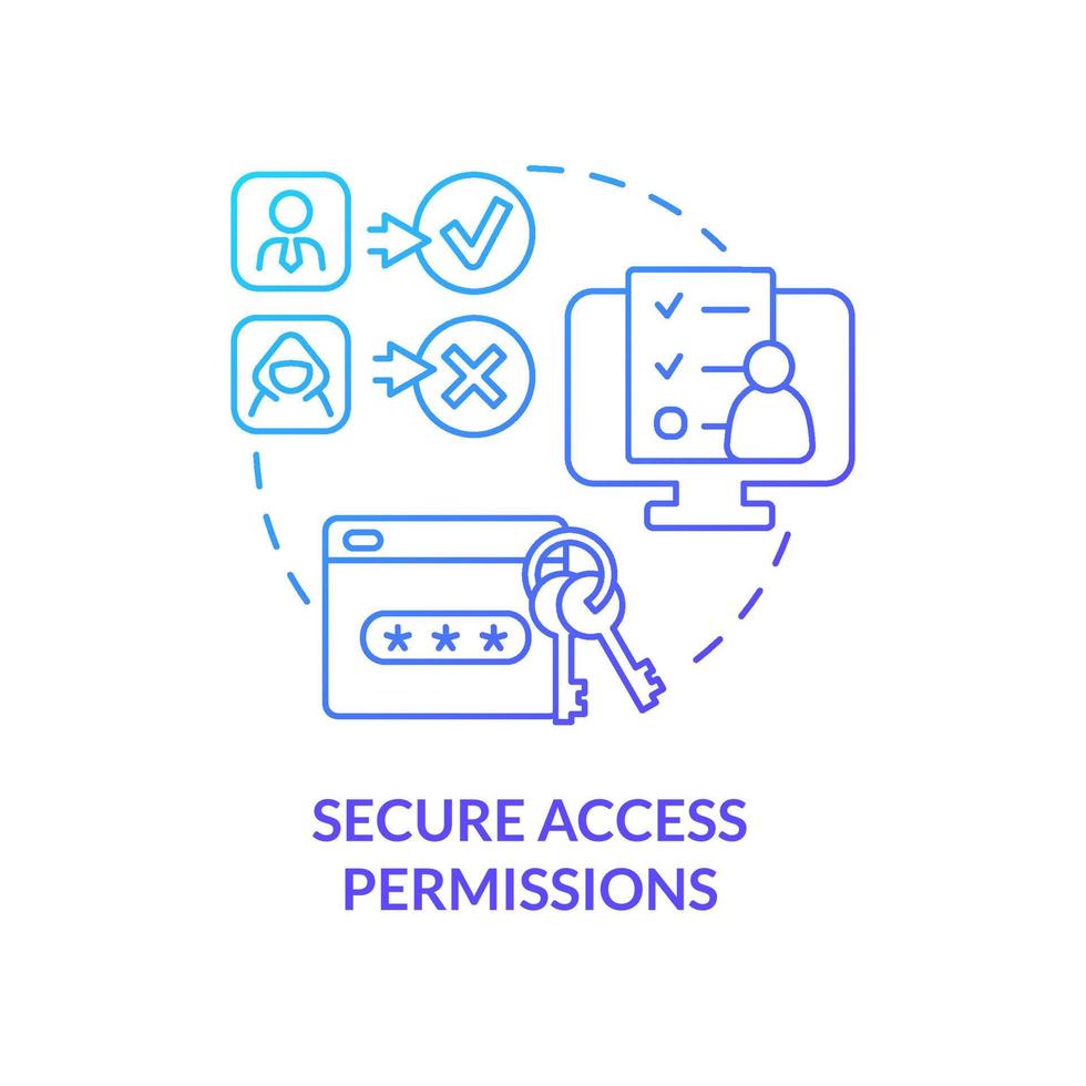 Secure access permissions blue gradient concept icon. Users safety. Feature of online workplace abstract idea thin line illustration. Isolated outline drawing. vector