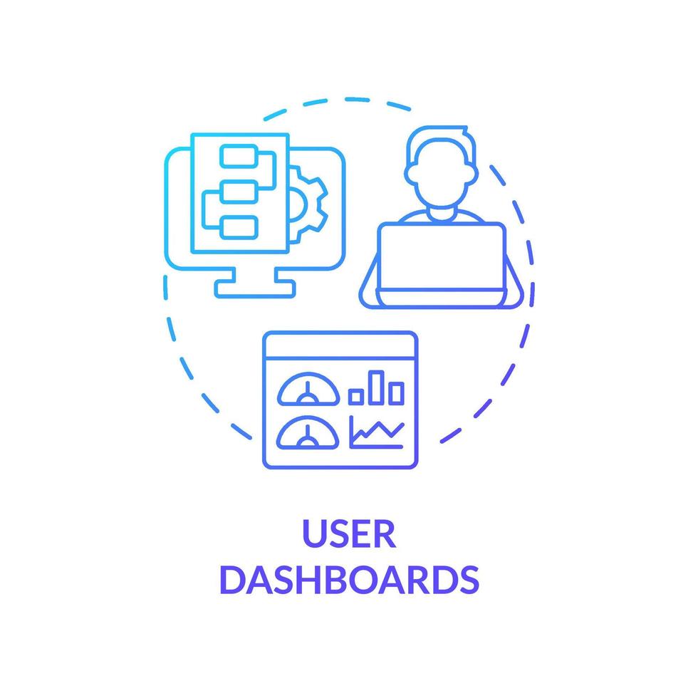 User dashboards blue gradient concept icon. Activity analyzing. Feature of online workplace abstract idea thin line illustration. Isolated outline drawing. vector