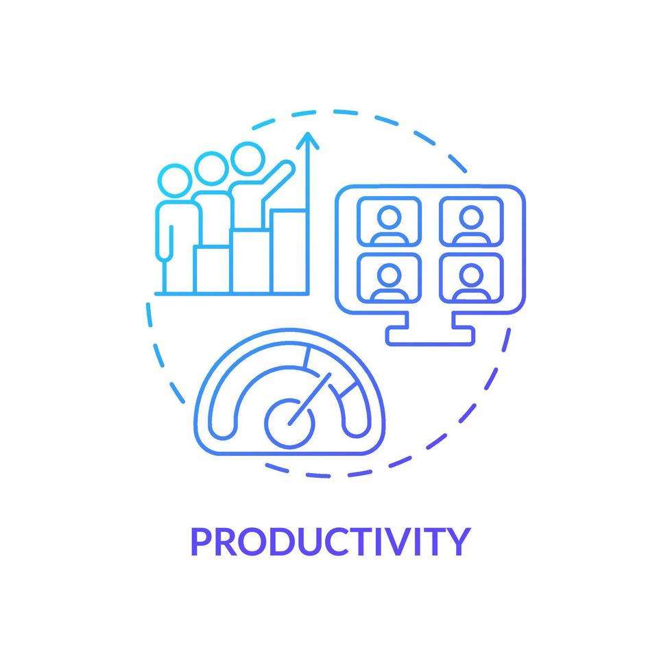 Productivity blue gradient concept icon. Virtual office. Advantage of online collaboration abstract idea thin line illustration. Isolated outline drawing. vector