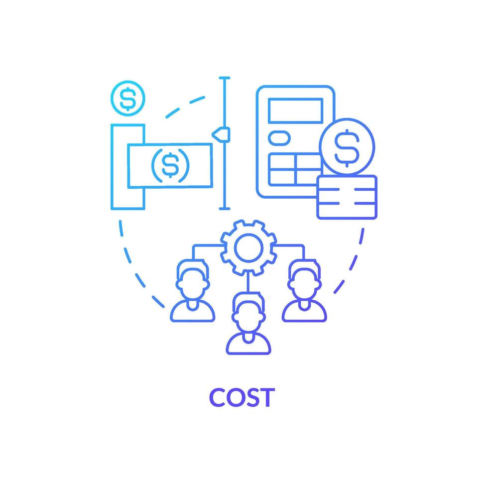 Cost blue gradient concept icon. Lower price of service. Advantage of online collaboration abstract idea thin line illustration. Isolated outline drawing. vector