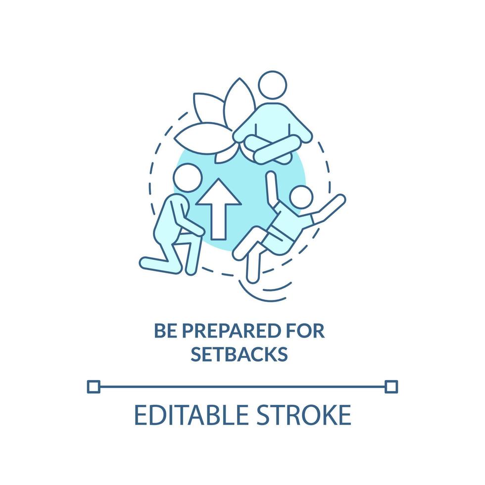 Be prepared for setbacks turquoise concept icon. Maintaining weight after diet abstract idea thin line illustration. Isolated outline drawing. Editable stroke. vector