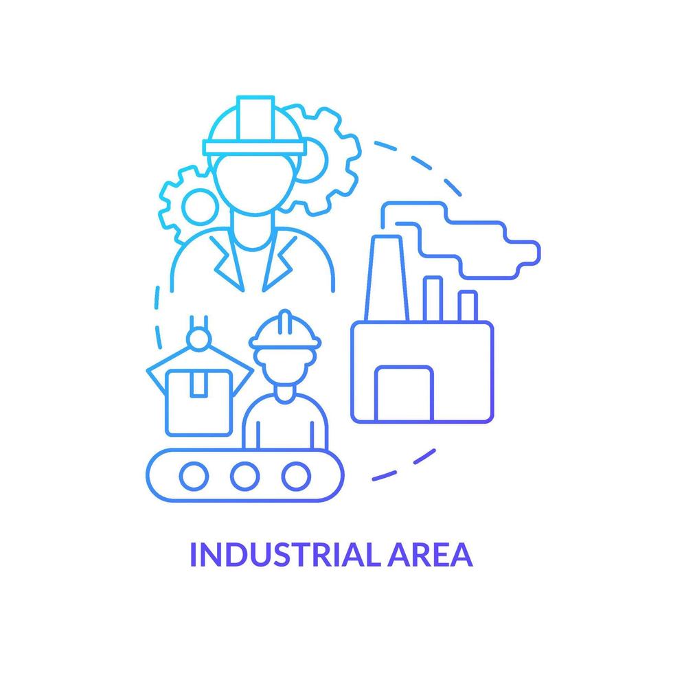 icono de concepto de gradiente azul de área industrial. categoría de uso de la tierra idea abstracta ilustración de línea delgada. fábricas y plantas. negocio de fabricación dibujo de contorno aislado. vector