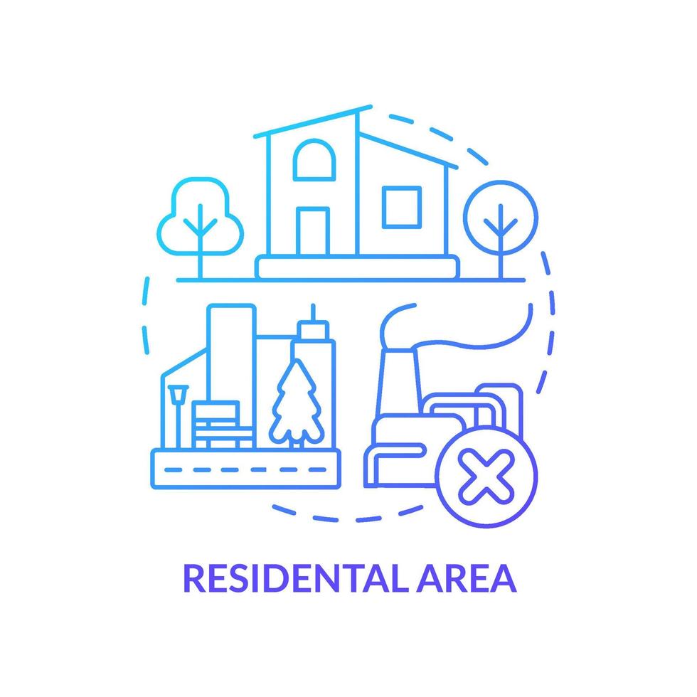 icono de concepto de gradiente azul de área residencial. clasificación de uso de la tierra idea abstracta ilustración de línea delgada. barrios residencia permanente. dibujo de contorno aislado. vector