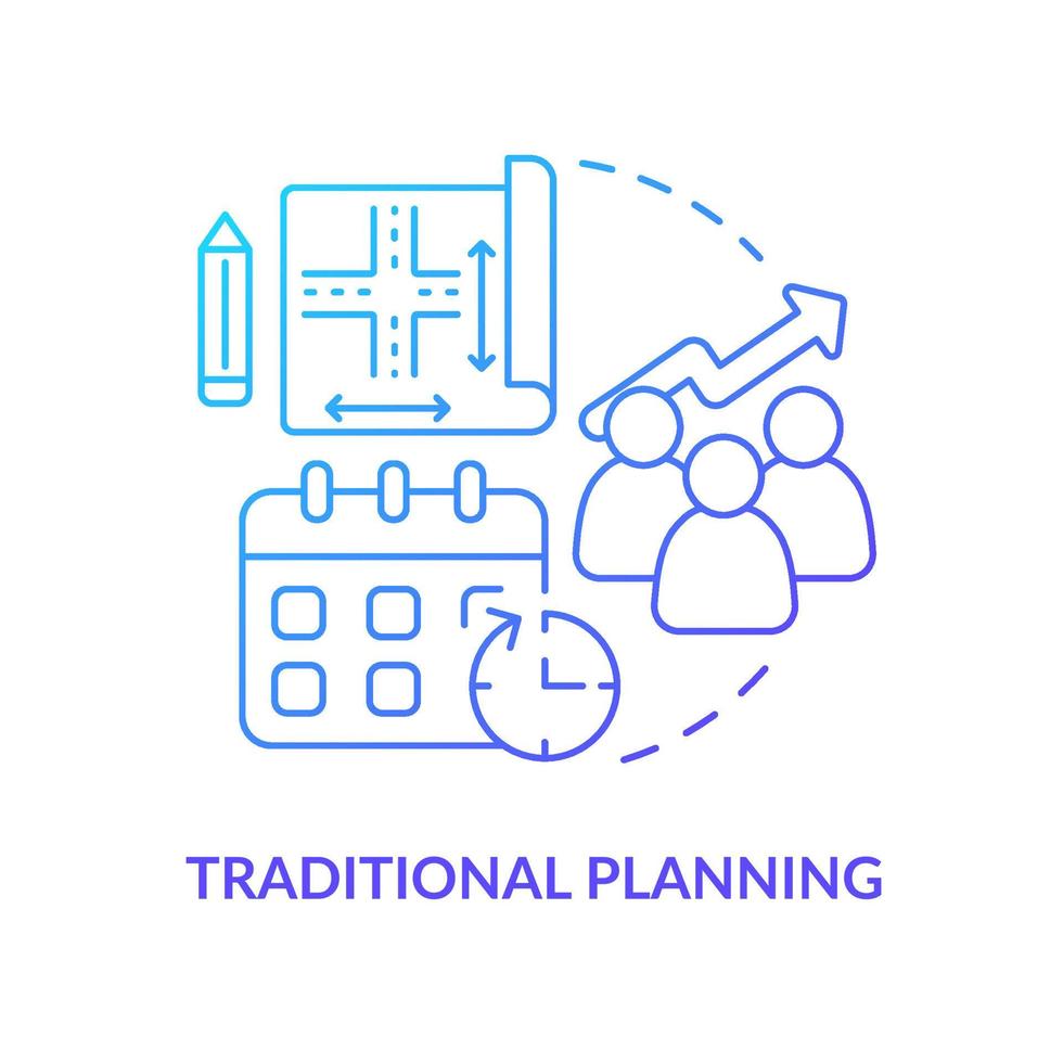 Traditional planning blue gradient concept icon. Type of planning abstract idea thin line illustration. Employing resources efficiently. Isolated outline drawing. vector
