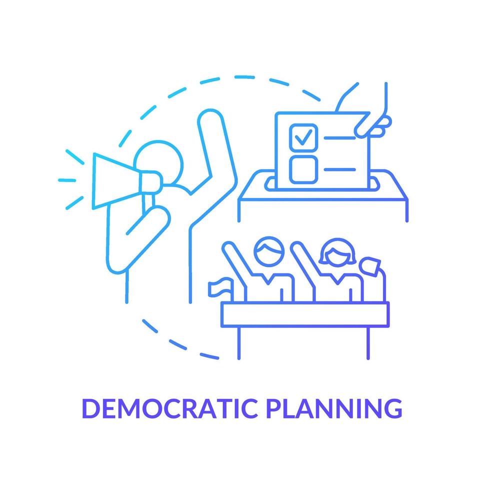 Democratic planning blue gradient concept icon. Land-use planning scheme abstract idea thin line illustration. Community visioning processes. Isolated outline drawing. vector