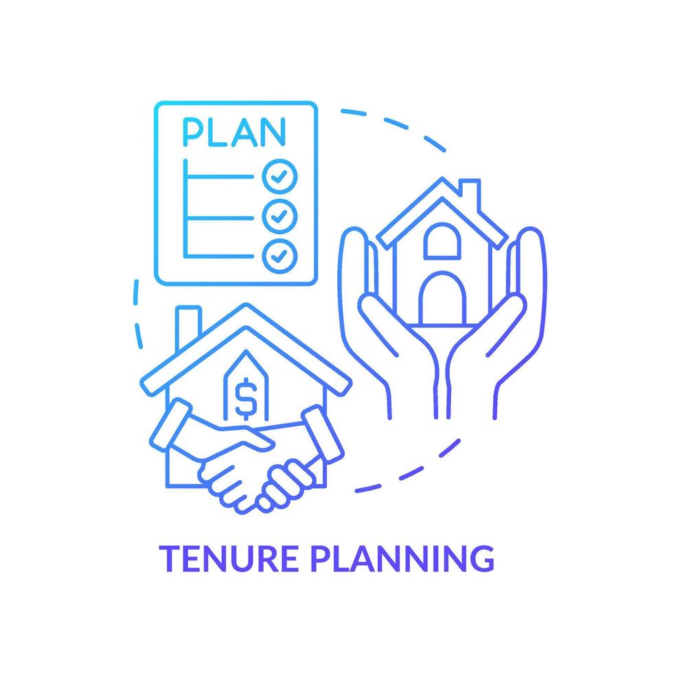 Tenure planning blue gradient concept icon. Land-use planning abstract idea thin line illustration. Financial arrangement. Housing tenure. Isolated outline drawing. vector