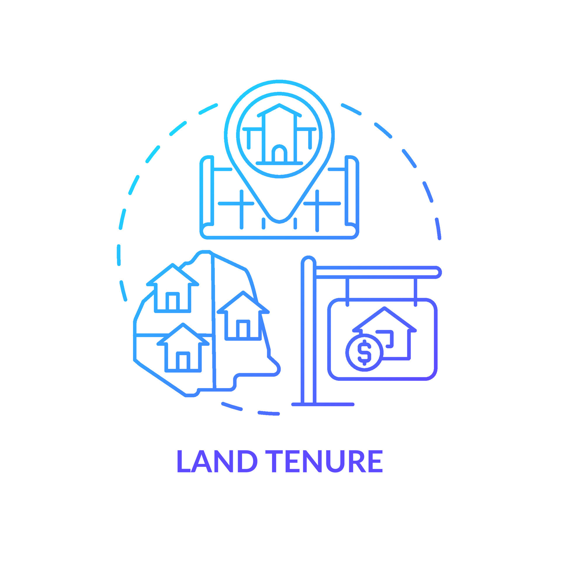 Land tenure blue gradient concept icon. Land management system abstract