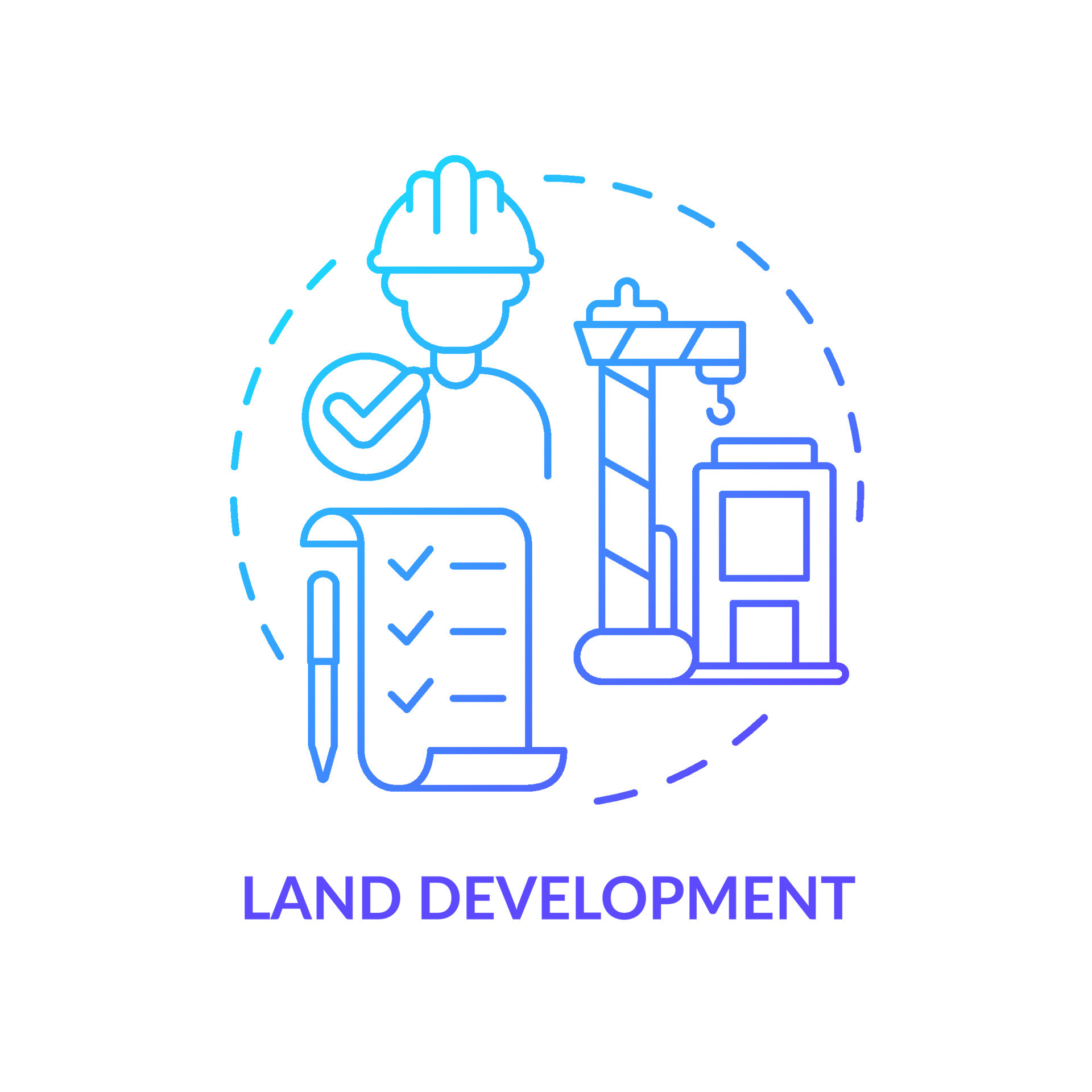 Land development blue gradient concept icon. Land management practice