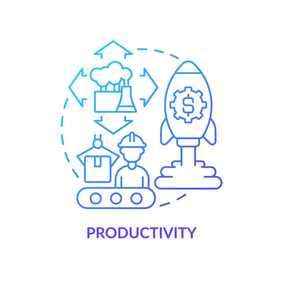 Productivity blue gradient concept icon. Sustainable land management abstract idea thin line illustration. Maintaining and enhancing production. Isolated outline drawing. vector