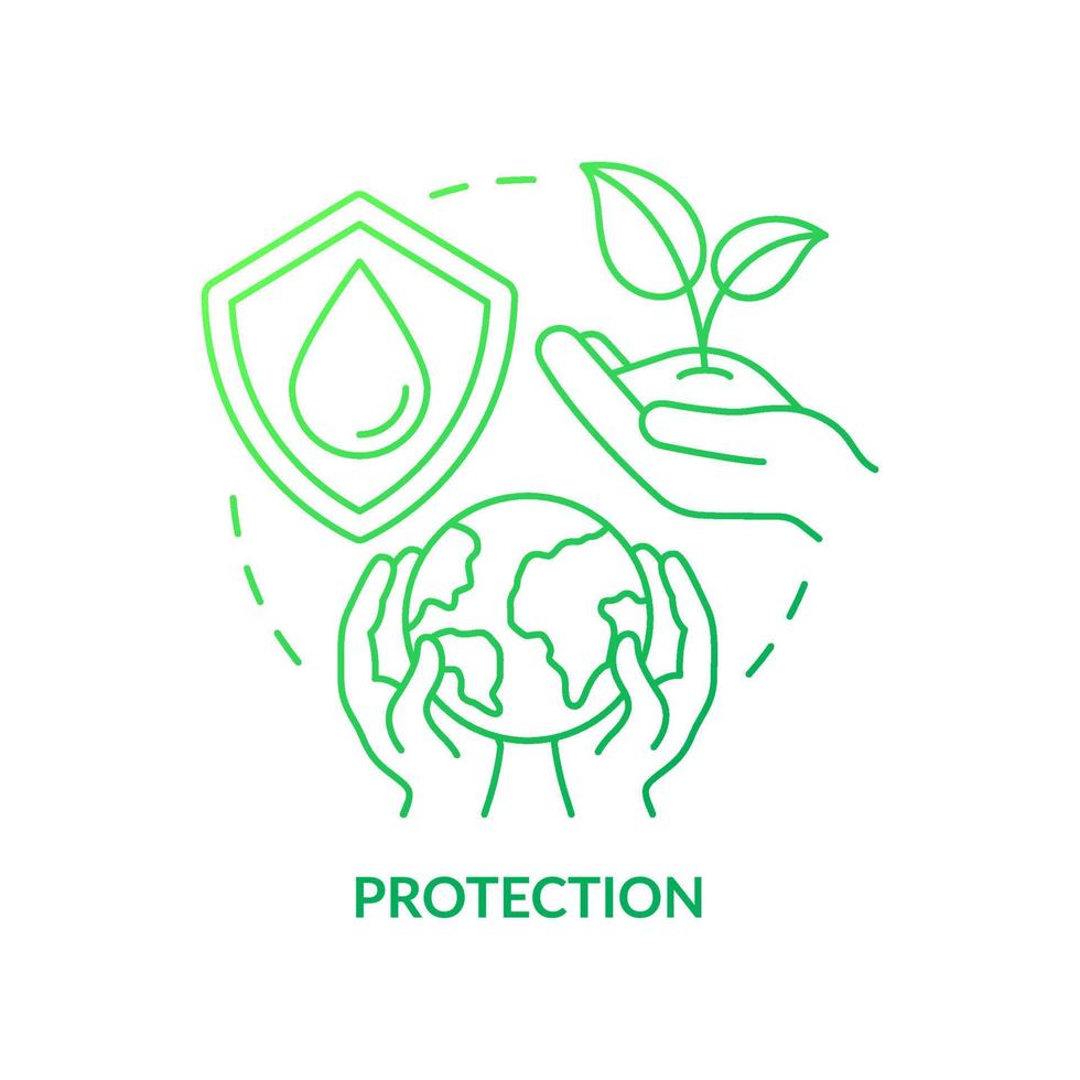 Protection green gradient concept icon. Sustainable land management principle abstract idea thin line illustration. Eco-friendly urban development. Isolated outline drawing. vector