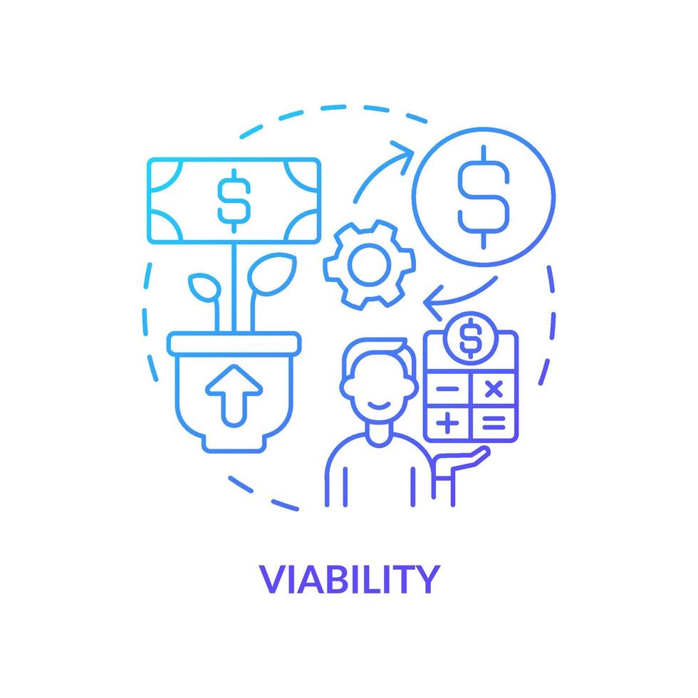 Viability blue gradient concept icon. Sustainable land management abstract idea thin line illustration. Generating income. Economic growth. Isolated outline drawing. vector