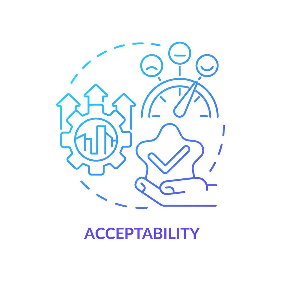 Acceptability blue gradient concept icon. Sustainable land management practice abstract idea thin line illustration. Socially acceptable. Isolated outline drawing. vector