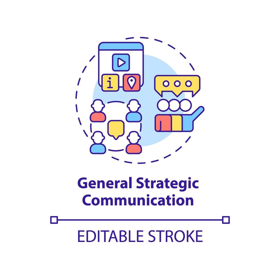 General strategic communication concept icon. Several tactics. Types of PR firms abstract idea thin line illustration. Isolated outline drawing. Editable stroke. vector