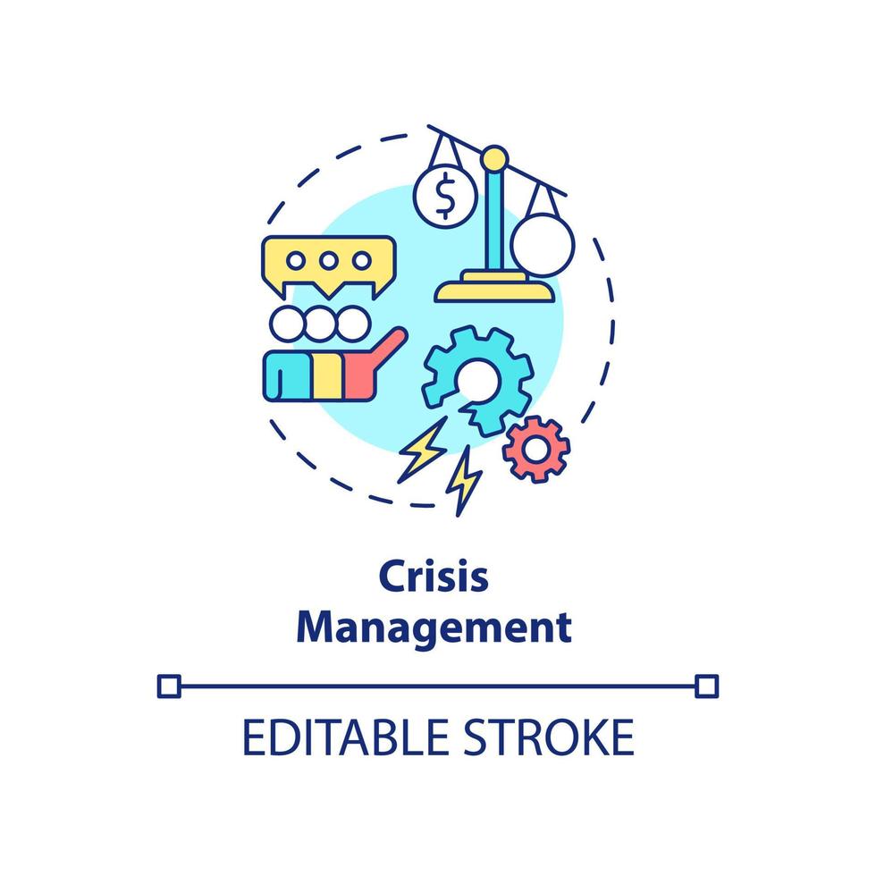 Crisis management concept icon. Communication plan. PR service for business abstract idea thin line illustration. Isolated outline drawing. Editable stroke. vector