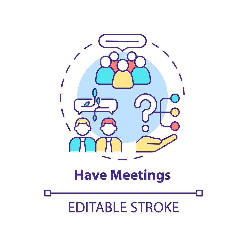 Have meetings concept icon. Communicate with agency. Hiring PR firm abstract idea thin line illustration. Isolated outline drawing. Editable stroke. vector