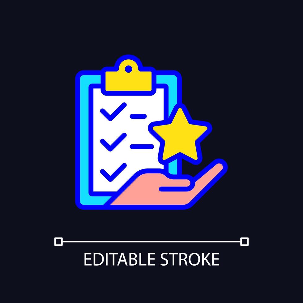 Task bonus pixel perfect RGB color icon for dark theme. Awards points for completing action. Incentive payment. Simple filled line drawing on night mode background. Editable stroke. vector