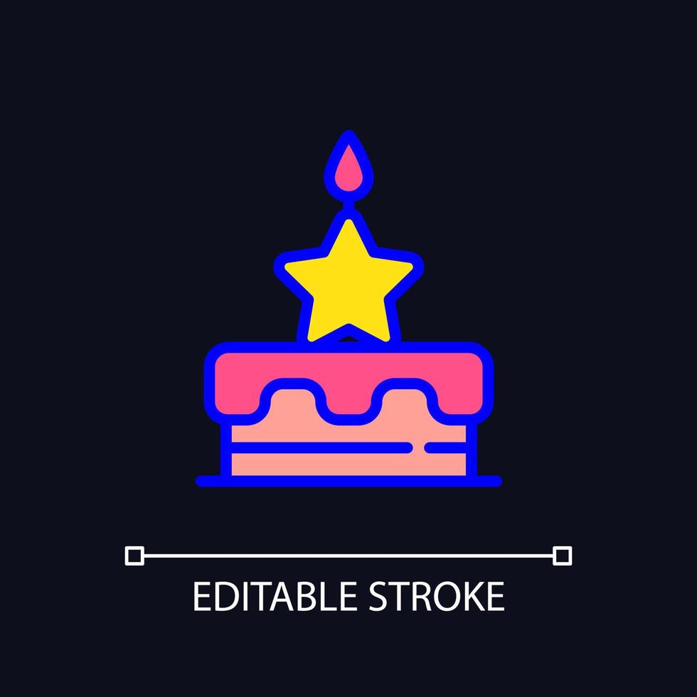 Birthday bonus pixel perfect RGB color icon for dark theme. Raising employee emotional commitment. Motivation. Simple filled line drawing on night mode background. Editable stroke. vector