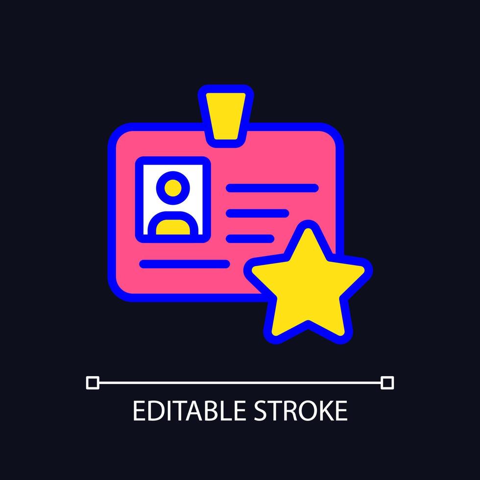 Personal bonus pixel perfect RGB color icon for dark theme. Honor employee outstanding contribution. Simple filled line drawing on night mode background. Editable stroke. vector