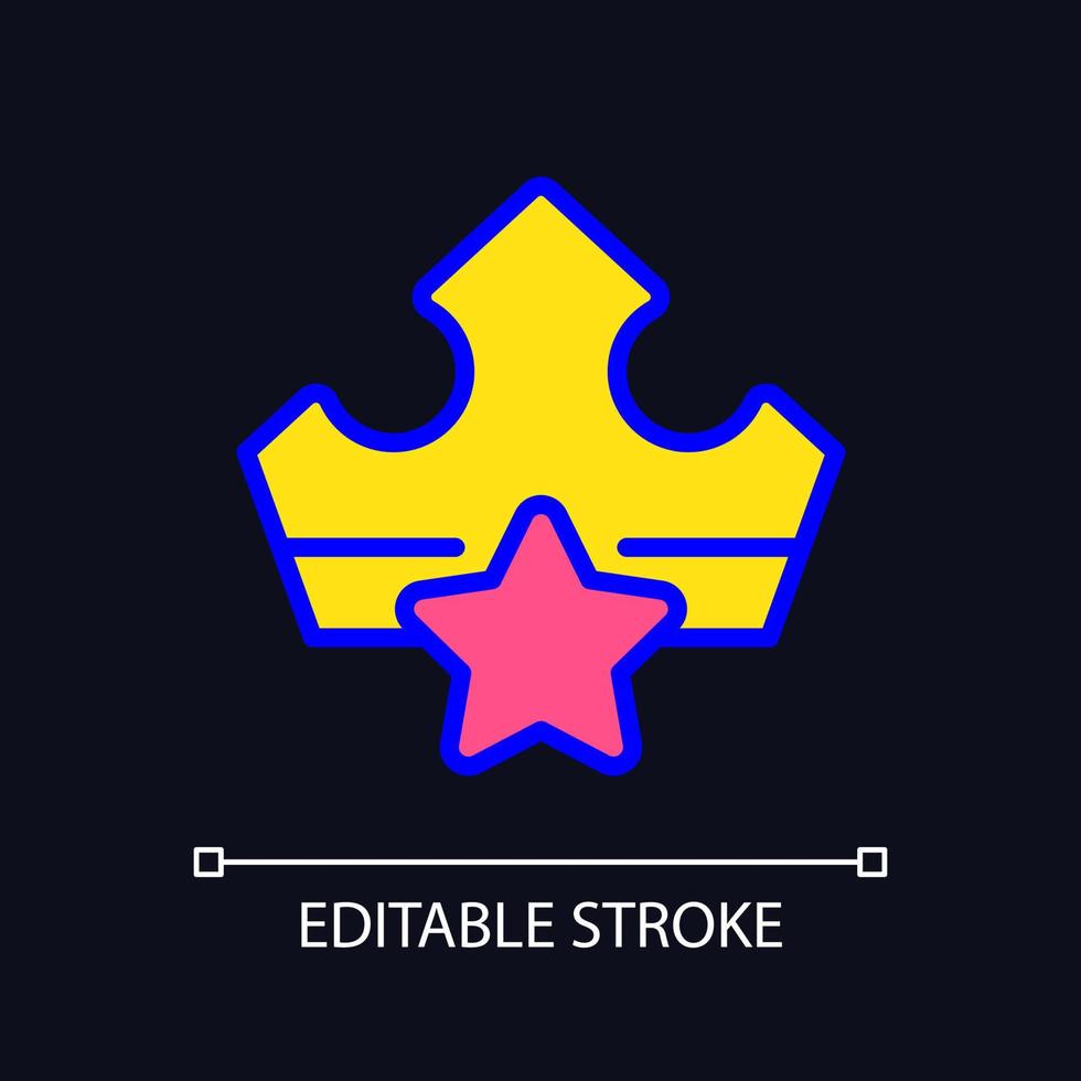 VIP bonus pixel perfect RGB color icon for dark theme. Providing benefits for loyal customers. VIP status. Simple filled line drawing on night mode background. Editable stroke. vector