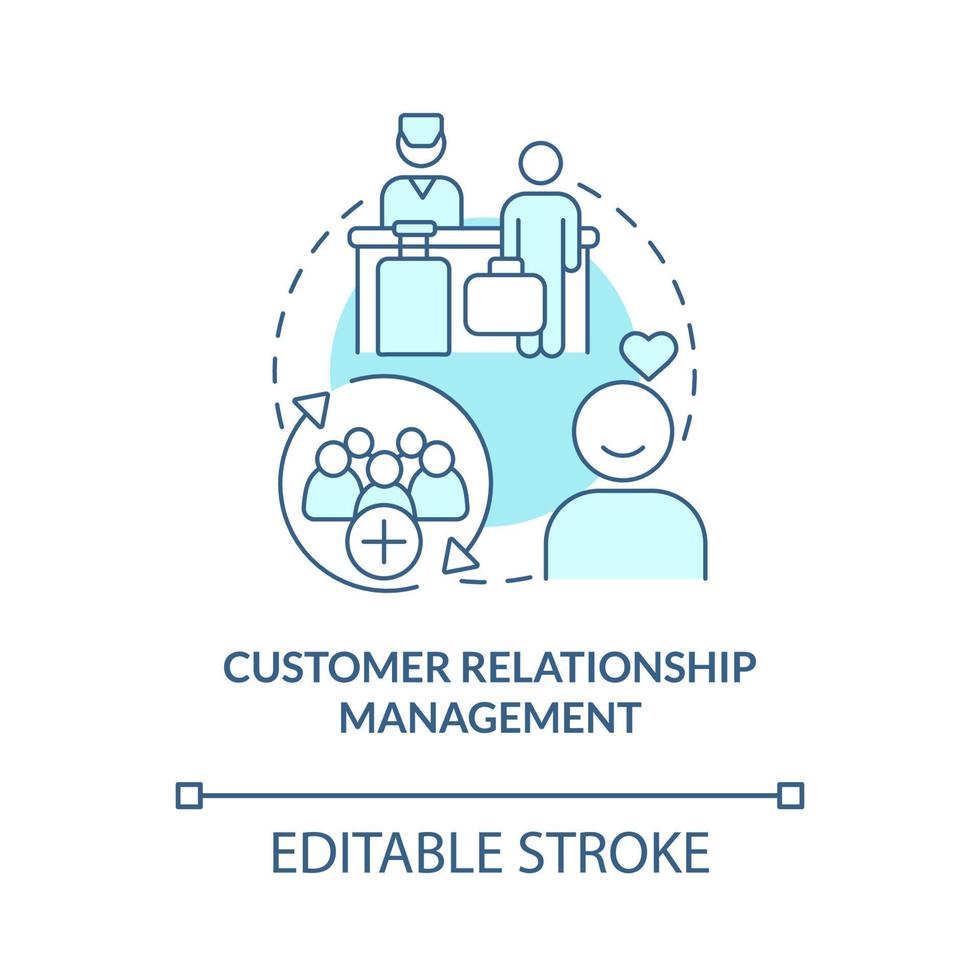 Customer relationship management turquoise concept icon. Rental service abstract idea thin line illustration. Isolated outline drawing. Editable stroke vector