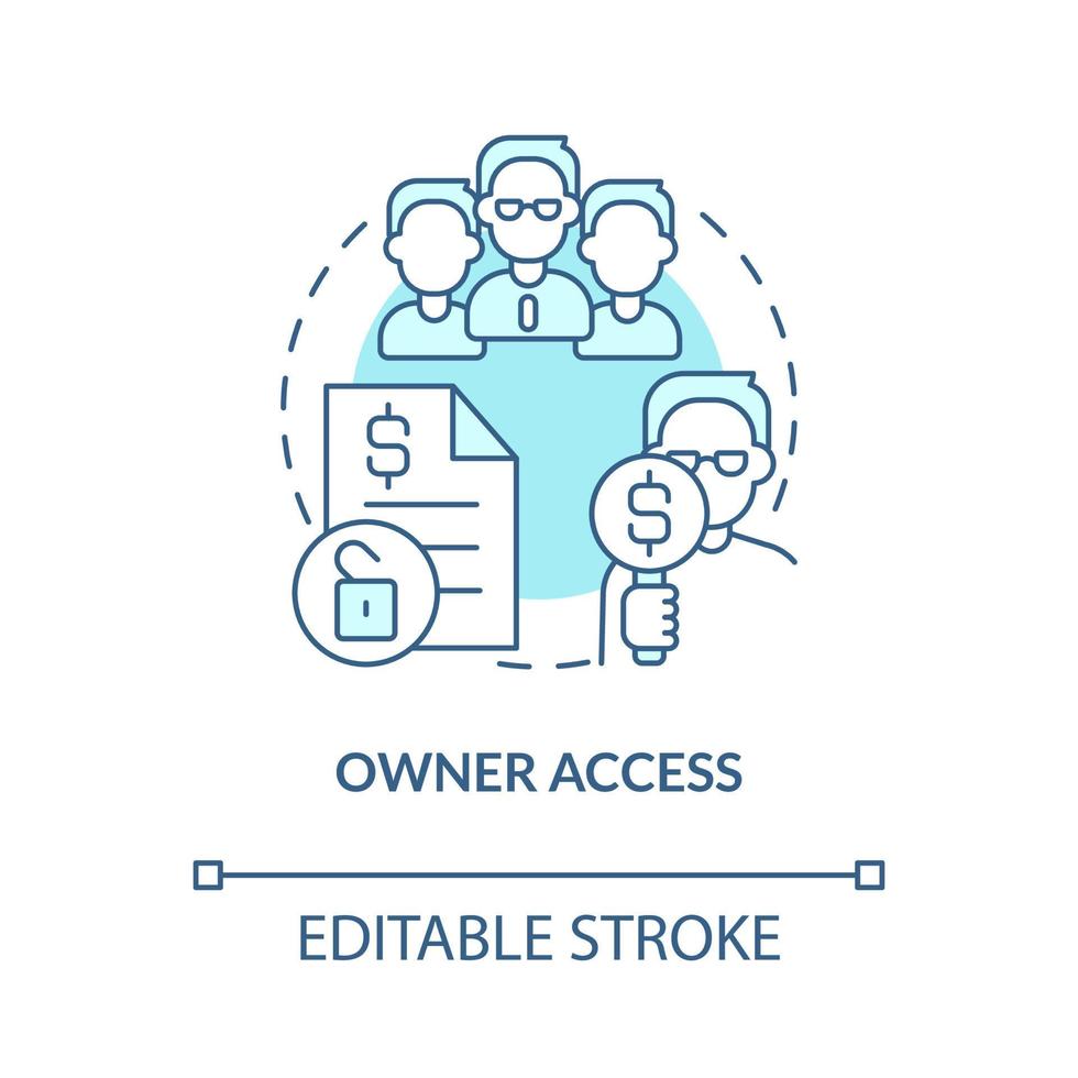 Owner access turquoise concept icon. Property management system abstract idea thin line illustration. Isolated outline drawing. Editable stroke vector