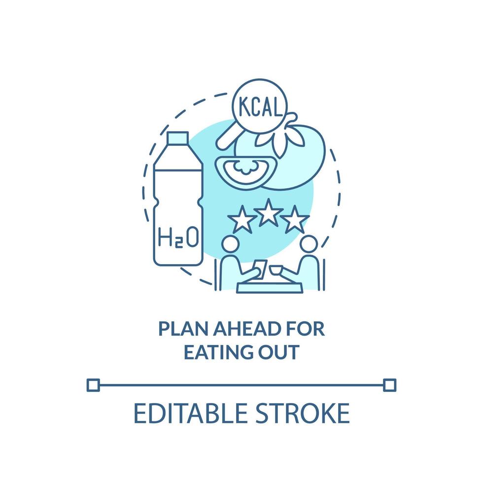 Plan ahead for eating out turquoise concept icon. Approaches to healthy diet abstract idea thin line illustration. Isolated outline drawing. Editable stroke. vector