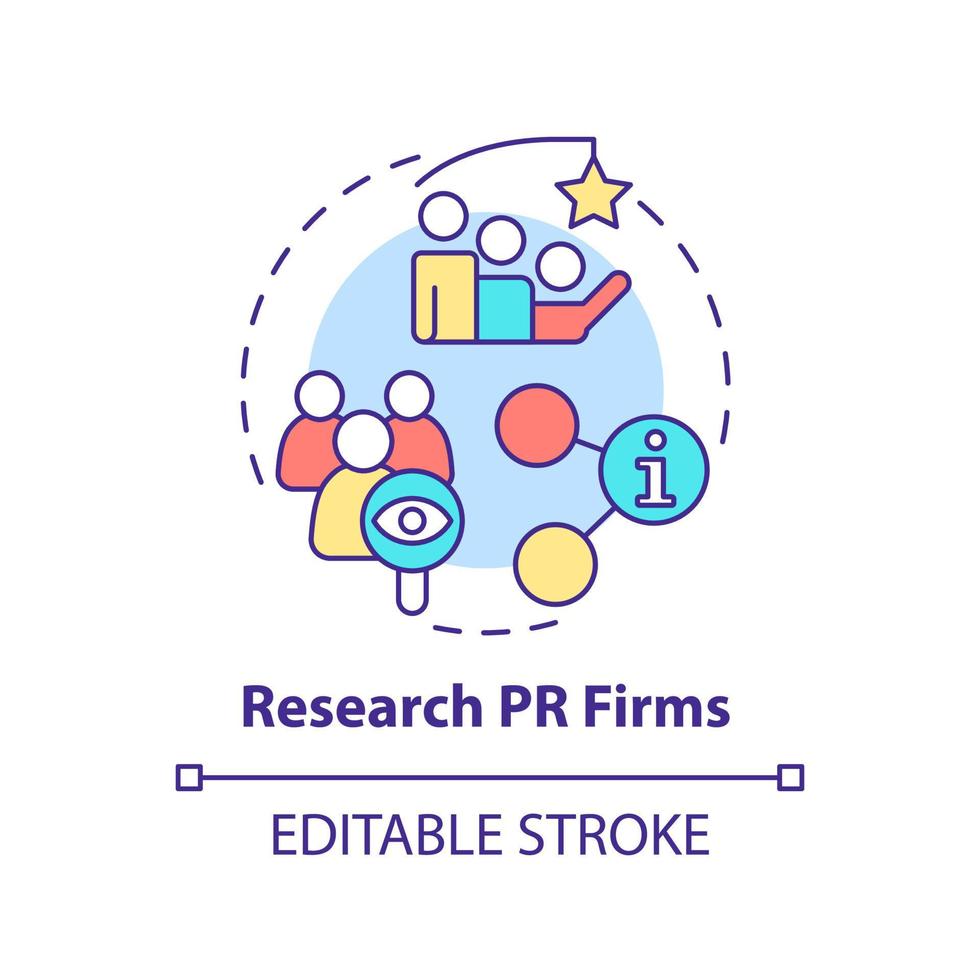 Research PR firms concept icon. Business promotion. Hiring agency abstract idea thin line illustration. Isolated outline drawing. Editable stroke. vector