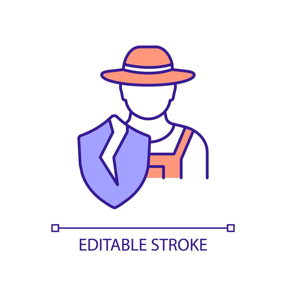 Lack health insurance in rural areas RGB color icon. Barriers for small town resident to access healthcare. Isolated vector illustration. Simple filled line drawing. Editable stroke.