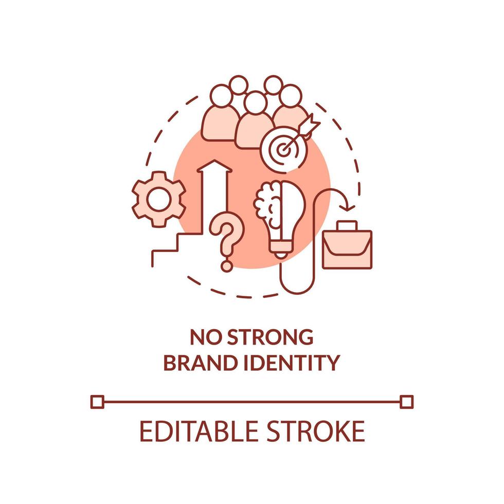 No strong brand identity terracotta concept icon. Problem faced by business abstract idea thin line illustration. Weakness. Isolated outline drawing. Editable stroke. vector
